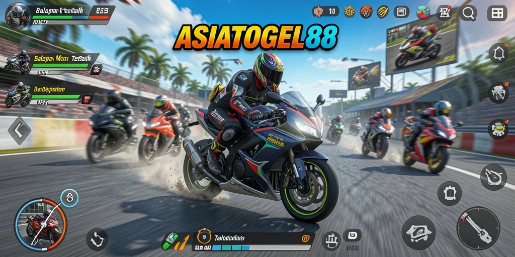 Tampilan balapan mendebarkan dalam ASIATOGEL88 dengan motor yang bertenaga.