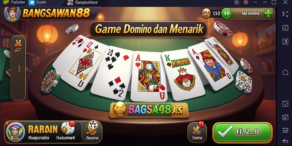 Tampilan gameplay seru di BANGSAWAN88 dengan berbagai kartu Domino.