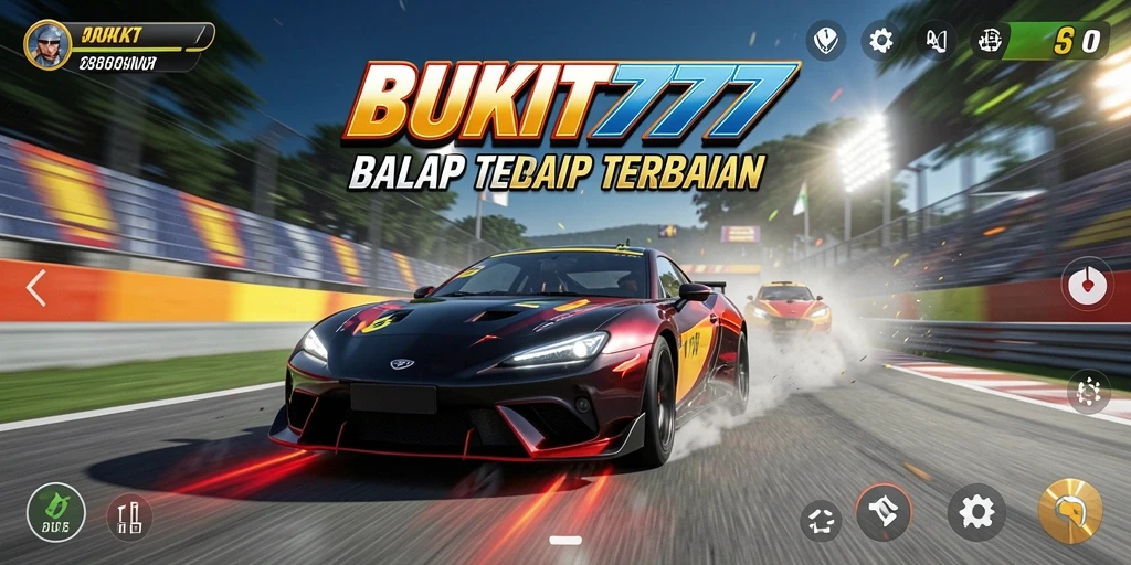 Tampilan gameplay utama BUKIT777 yang mendebarkan saat balapan.