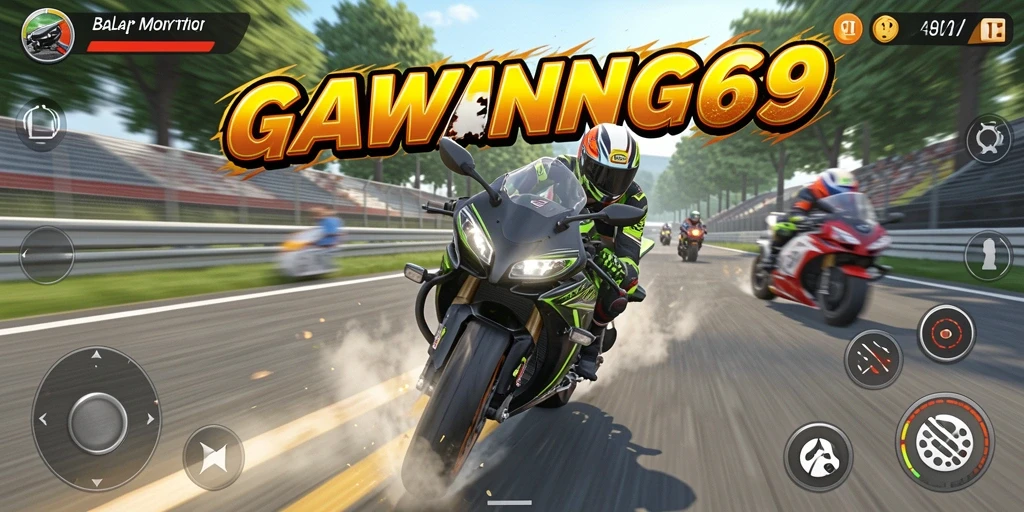Tampilan gameplay seru dalam balapan motor yang menegangkan.