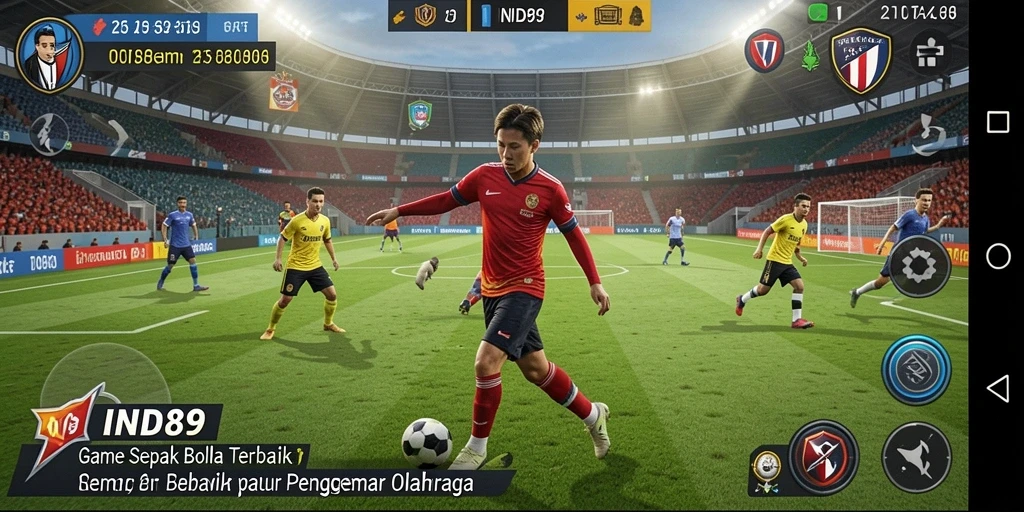 Tampilan gameplay yang mendebarkan dari IND89, penuh aksi sepak bola.