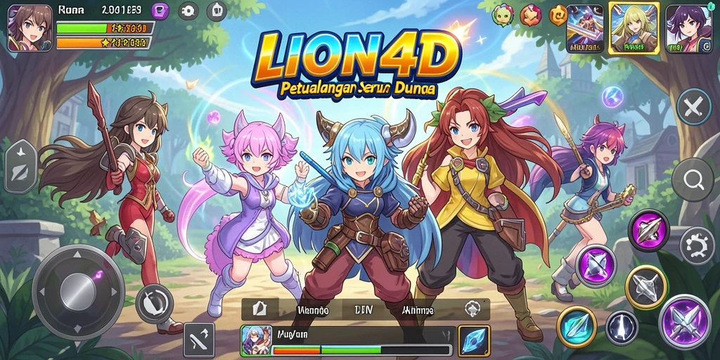 Screenshot gameplay LION4D menampilkan karakter anime beraksi.