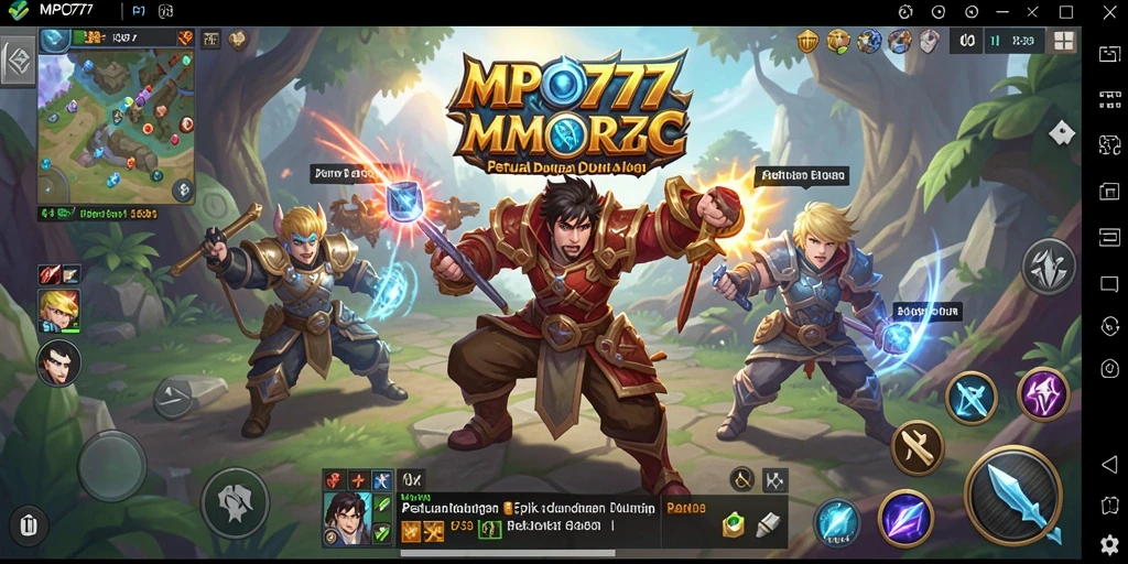 Tampilan seru permainan MPO777 yang menampilkan pertempuran MMORPG.