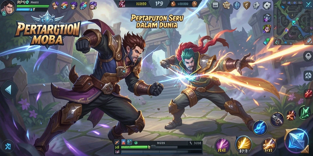 Tangkapan layar dari gameplay MOBA RP99 yang mendebarkan.