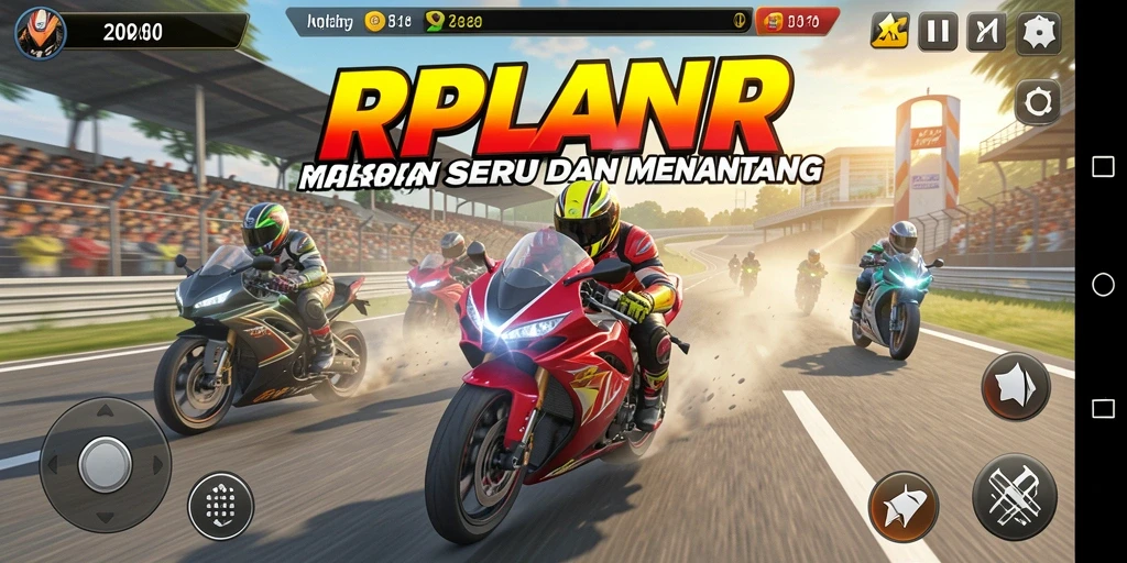 Screenshot gameplay RPRR yang menampilkan balapan motor yang seru.