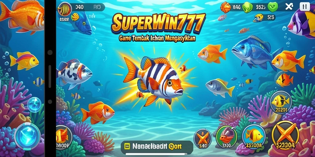 Screenshot utama SUPERWIN777 menampilkan gameplay menembak ikan yang seru.